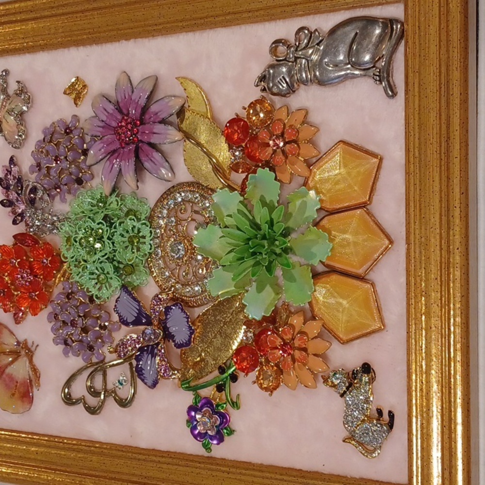 Floral Picture Art With Cats And Butterflies - Picture 3 of 7